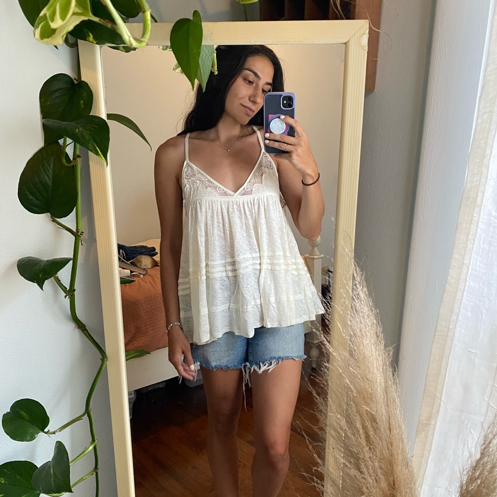 Free People Cream Lace Camisole Top